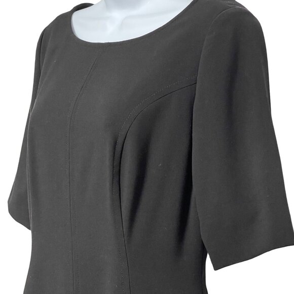 Tahari Arthur‎ S. Levine Elegant Black Sheath Dress with Gold Zipper Hardware 8P - Picture 5 of 16